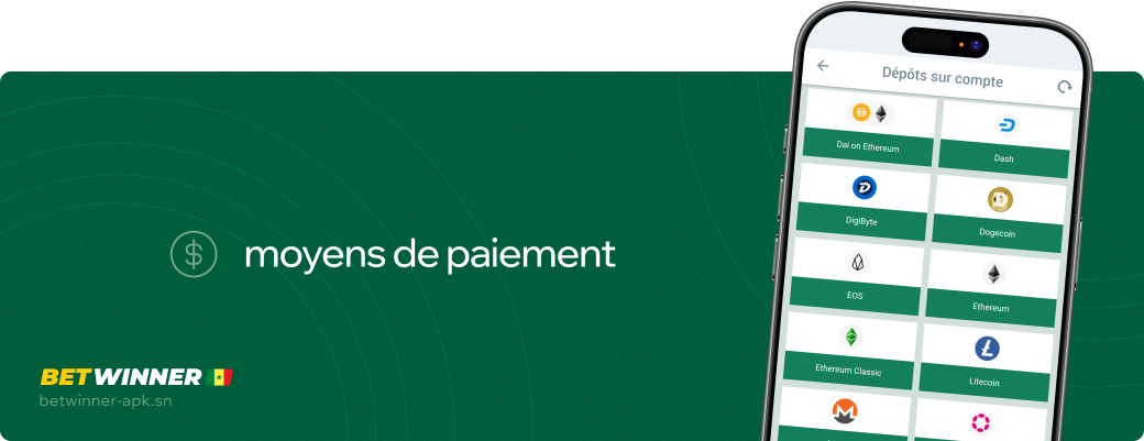 Moyens de paiement Betwinner apk Sénégal
