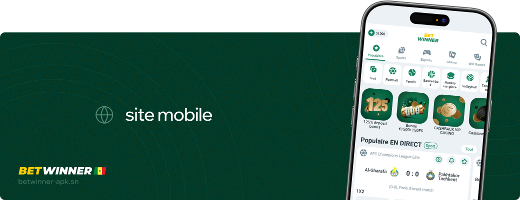 Site mobile Betwinner apk Sénégal